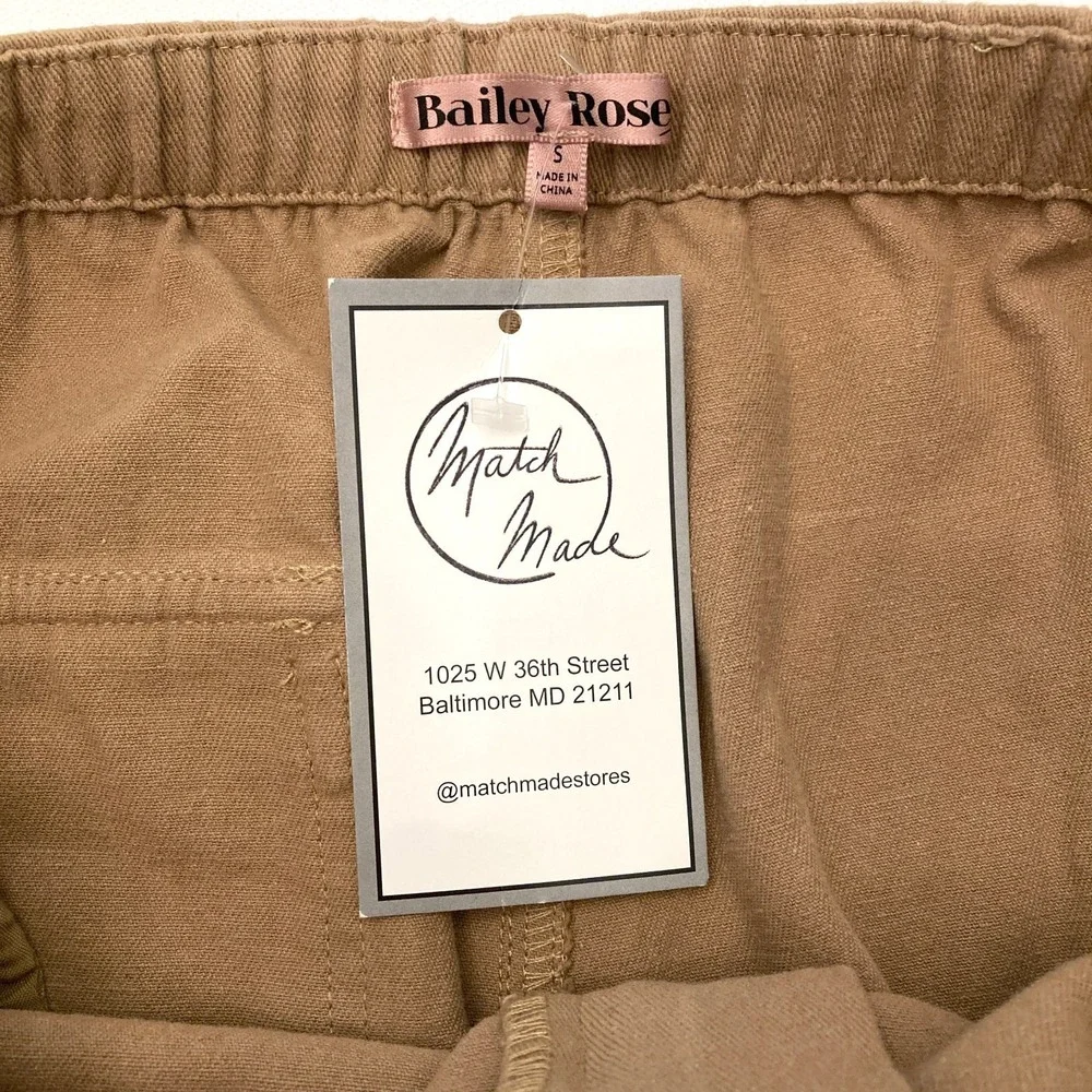 Bailey Rose Tan Cargo Pants Womens Small‎ Cotton Poly Pockets Drawstring